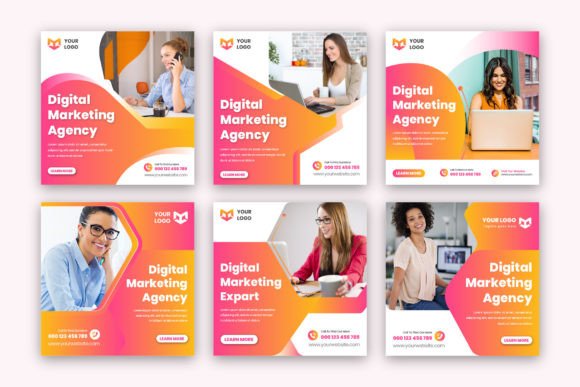 Clean & Creative Digital Marketing Social Media Post Set