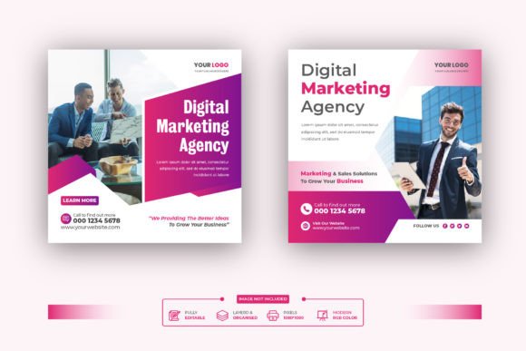 Corporate Digital Marketing Social Media Post: Design Templates for Brand Consistency